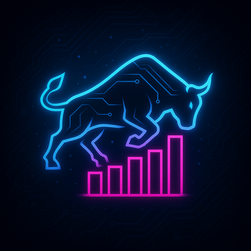 DeinStier logo: a neon bull climbing a rising bar chart