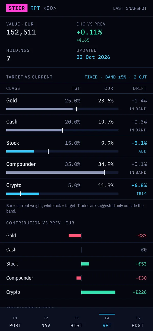 StierTerm targets & drift screen, neon style